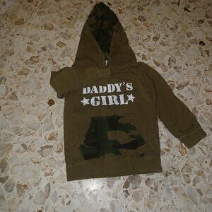 Child's Hooded Tee 2-3 Years Daddy's Girl Green Camo
